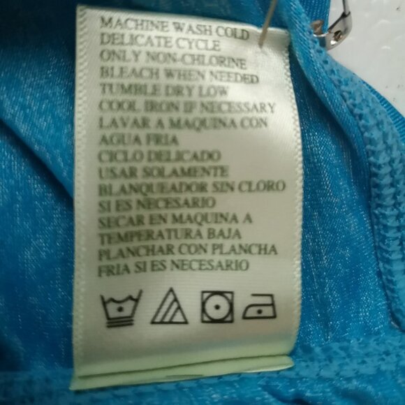 Tangerine Ladies Size Medium Teal Blue Long Sleeve Athletic Top w/ Ruching - Picture 5 of 5